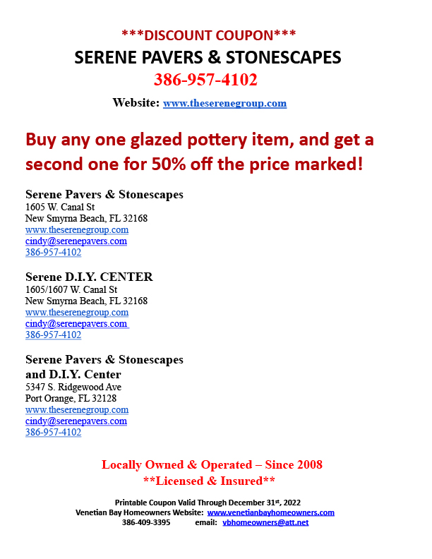 Serene Pavers Printable Coupons Bay Town & Country Club New